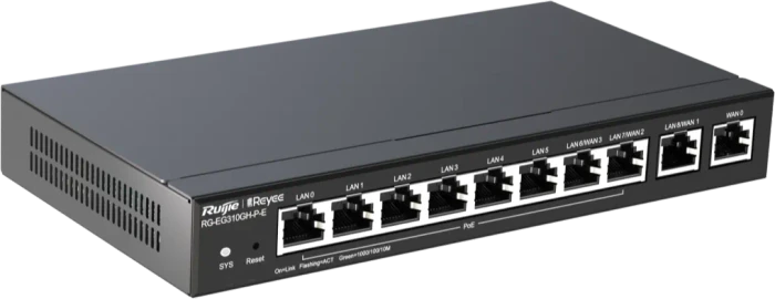 Ruijie Reyee EG300 RG-EG310GH-P-E Desktop Gigabit Smart Router, 10x RJ-45, 110W PoE+