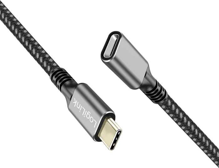LogiLink USB-C Verlängerung, USB 3.1, 10Gb/s, USB-C 3.1 [Stecker] auf USB-C 3.1 [Buchse], Verlängerungskabel C/C, 1m, schwarz