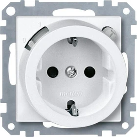 Merten System M FI-SCHUKO-Sicherheitssteckdose Thermoplast edelmatt, polarweiß