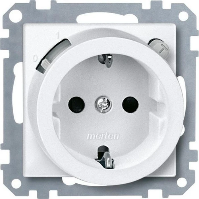 Merten System M FI-SCHUKO-Sicherheitssteckdose Thermoplast edelmatt, polarweiß