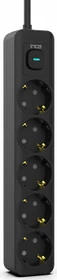 Inca IPW-44SY Steckdosenleiste mit Schalter, 5-fach, 1.5m, schwarz