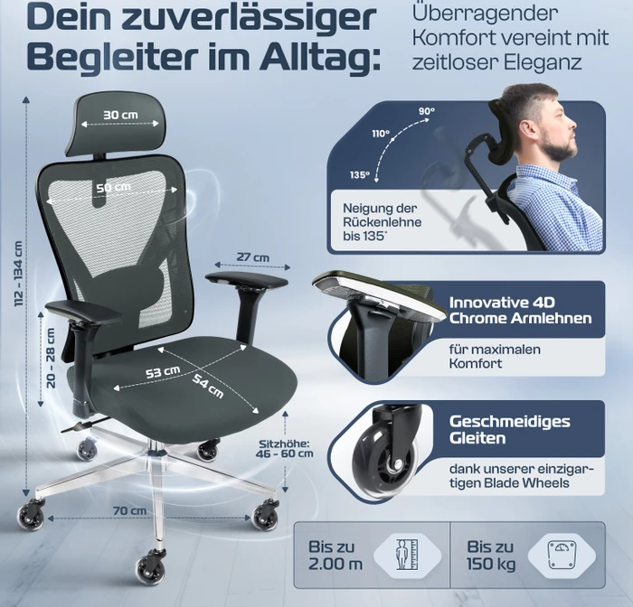 Clouvou CleverSeat Bürostuhl, anthrazit