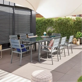Home Deluxe Sol Madera Gartenmöbel-Set anthrazit, 11-tlg.