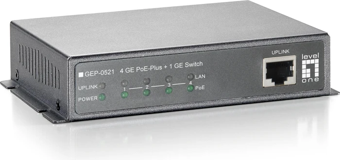 LevelOne GEP Desktop Gigabit Switch, 5x RJ-45, 115W PoE+