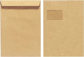 Herlitz Versandtasche C4 90g nassklebend mit Fenster braun, 10er-Pack