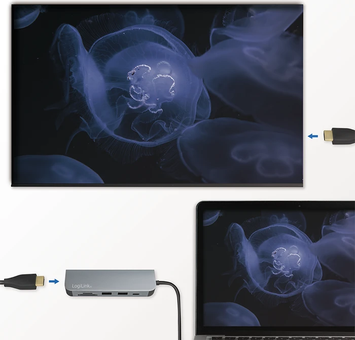 LogiLink Docking Station, USB-Hub, Dual-Slot-Cardreader, USB-C 3.0 [Stecker]
