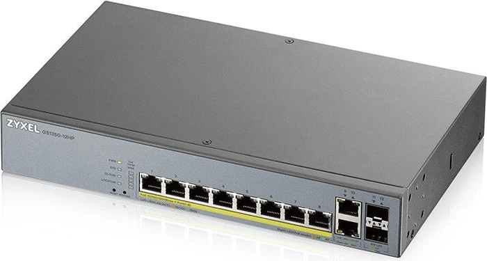 Zyxel GS1350 Desktop Gigabit Smart Switch, 10x RJ-45, 2x SFP, 130W PoE+