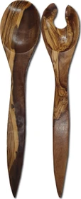 Ilggro Olivenholz Salatbesteck-Set moderne Form 35cm, 2-tlg.