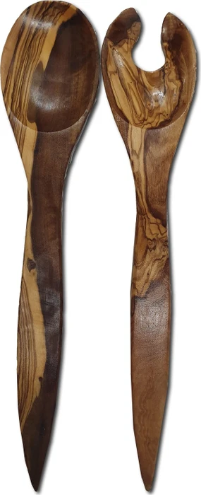 Ilggro Olivenholz Salatbesteck-Set moderne Form 35cm, 2-tlg.