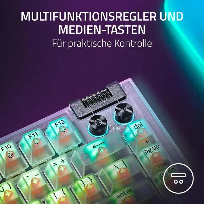 Razer BlackWidow V4 75%, Phantom White Edition, hot-swap, Razer ORANGE Tactile Gen-3, USB, US