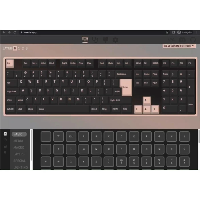 Keychron K10 Pro, PBT, schwarz/blaugrau, LEDs RGB, Keychron K Pro BROWN, USB/Bluetooth, DE