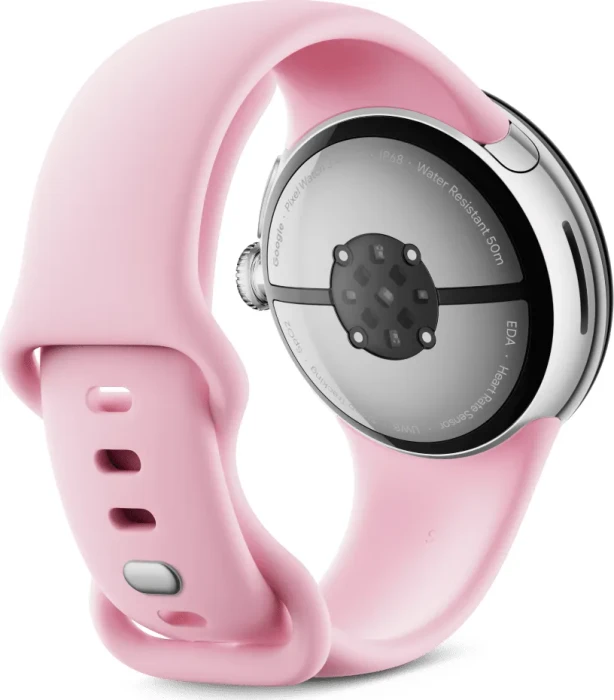 Google Pixel Watch 3 (Wi-Fi) 41mm Polished Silver mit Sportarmband Rose Quartz