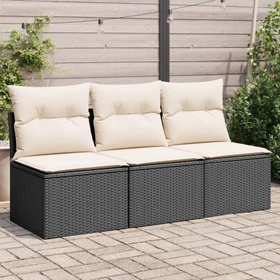 vidaXL Gartensofa/Gartenbox mit Kissen 165cm 3-Sitzer schwarz/cremeweiß