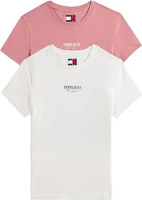 Tommy Hilfiger Essential Logo Round Neck 2er Pack T-Shirt kurzarm ecru/tahiti berry (Damen)