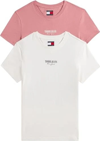 Tommy Hilfiger Essential Logo Round Neck 2er Pack T-Shirt kurzarm ecru/tahiti berry (Damen)