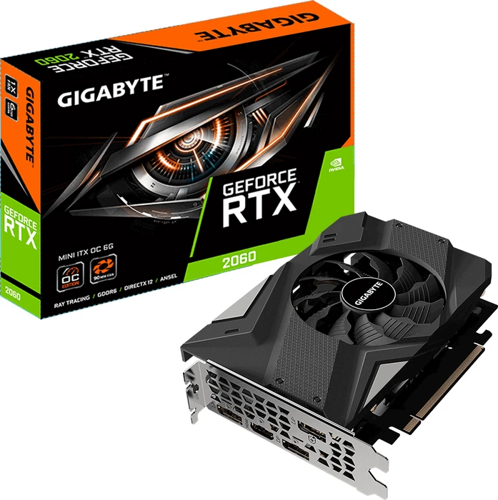 GIGABYTE GeForce RTX 2060 Mini ITX OC 6G (Rev. 1.0), 6GB GDDR6, HDMI, 3x DP