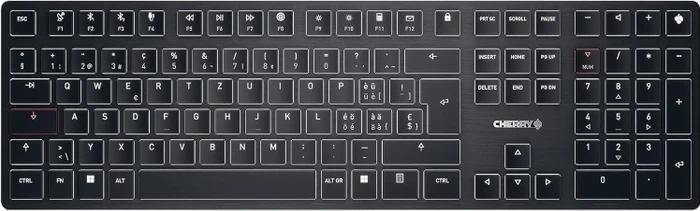 Cherry KW X ULP, schwarz, LEDs weiß, MX ULP Tactile, USB/Bluetooth, CH