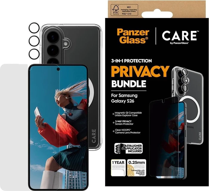 PanzerGlass Care Privacy 3-in-1 Set für Samsung Galaxy S26