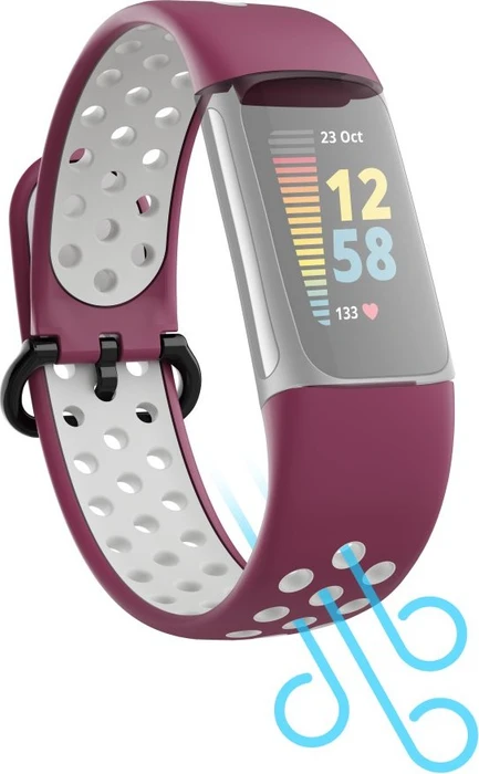 Hama Ersatzarmband für Fitbit Charge 5 Silikon grau/rot