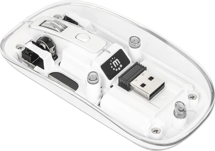 Manhattan Transparent Rechargeable Wireless Mouse, transparent/weiß, USB