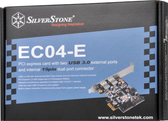 SilverStone EC04-E, 2x USB-A 3.0, 1x USB 3.0 intern, PCIe 2.0 x1