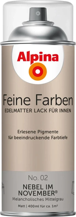 Alpina Farben Feine Farben Sprühlack No. 02 Nebel im November innen mittelgrau edelmatt, 400ml