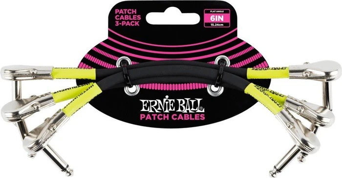 Ernie Ball 6" Angle/Flat Angle Patch Cable 3-Pack Black