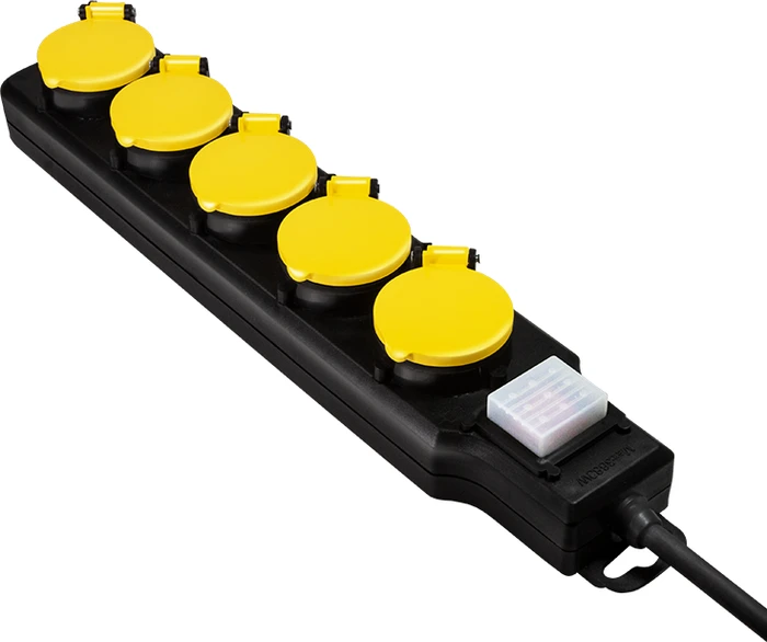 LogiLink Outdoor Steckdosenleiste, 5-fach, 1.5m, schwarz/gelb