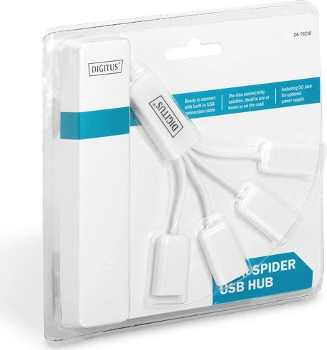 Digitus Slim Spider USB-Hub, 4x USB-A 2.0, USB-A 2.0 [Stecker]
