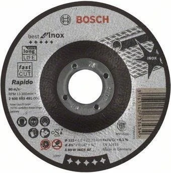 Bosch Professional A60WBF Best for Inox Trennscheibe, 115x1x22.23mm, 1 Stück