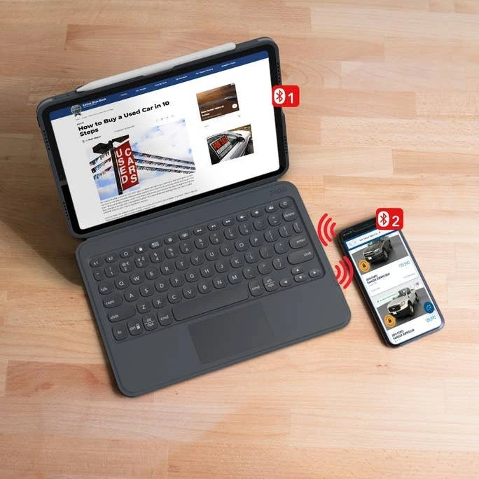 ZAGG Pro Keys mit Trackpad für iPad 7/iPad 8/iPad 9, schwarz/grau, DE