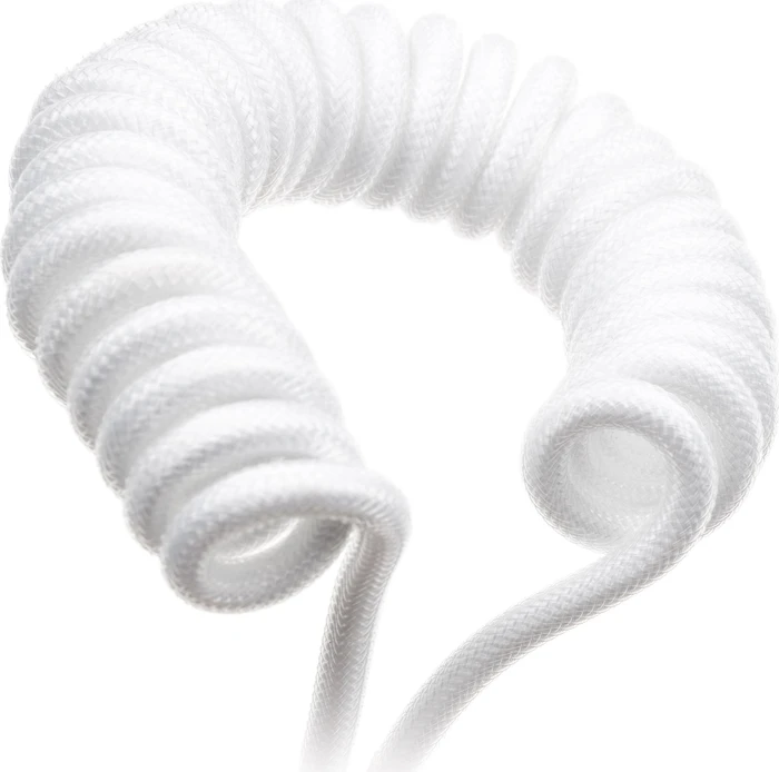 Ducky Premicord Spiralkabel USB-C auf USB-A, Tastaturkabel (Spiral-Textilkabel), 1.8m, White Edition