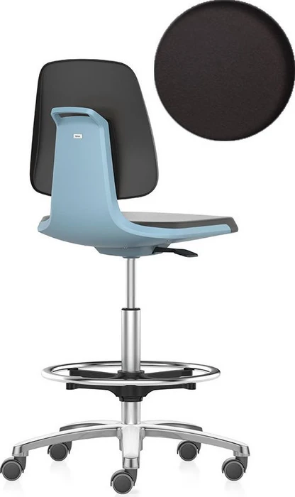 Bimos Labsit 4 Arbeitsdrehstuhl mit Sitz-Stopp-Rollen und Fußring, Integralschaum, blau