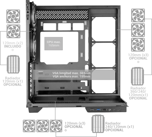 Mars Gaming MC-3GFPRO Black Chrome Plated, Glasfenster