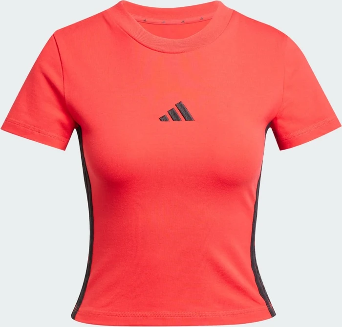 adidas Essentials 3-Streifen Slim Baby T-Shirt kurzarm pure ruby/black (Damen)