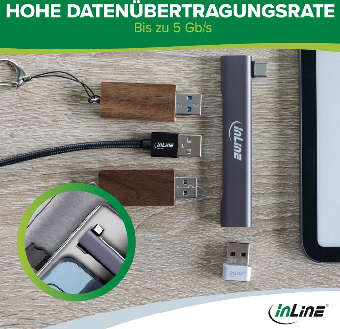 InLine Slim 4-Port USB-Hub, USB-C 2.0 [Stecker]