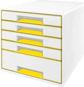 Leitz Wow Cube Schubladenbox, 5 Schubladen, weiß/gelb