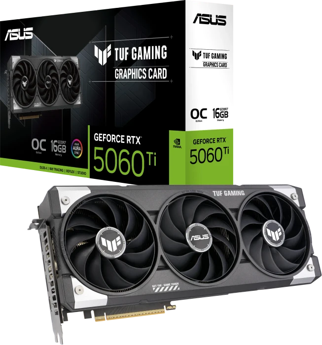 ASUS TUF Gaming GeForce RTX 5060 Ti OC, TUF-RTX5060TI-O16G-GAMING, 16GB GDDR7, HDMI, 3x DP