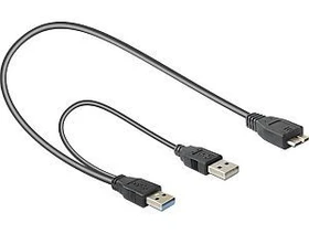 DeLOCK USB 3.0 Y-Kabel, 2x A/Micro-B (82909)