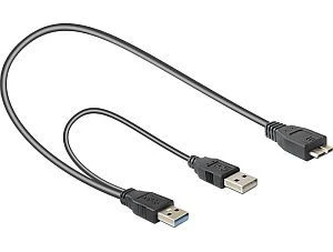 DeLOCK USB 3.0 Y-Kabel, 2x A/Micro-B