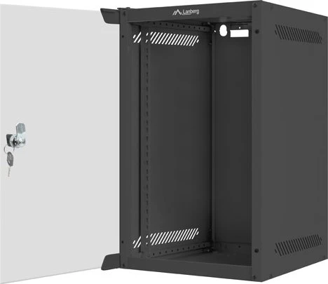 Lanberg WF10 Series 10" Rack Wandschrank 9HE, hängend, Flatpack, Glastür, IP20, RAL 9004, 310mm tief