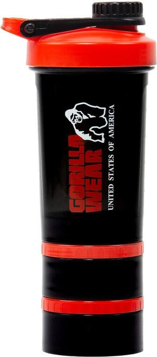 Gorilla Wear Shaker 2 Go Trinkflasche 500ml schwarz/rot