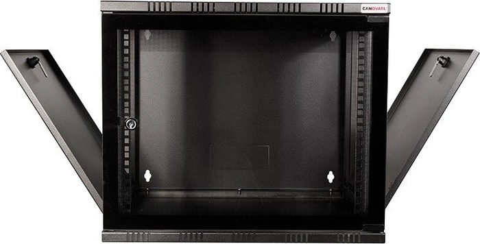 LogiLink Canovate SOHO Wandgehäuse 15HE, Sicherheitsglastür, schwarz, 550mm tief