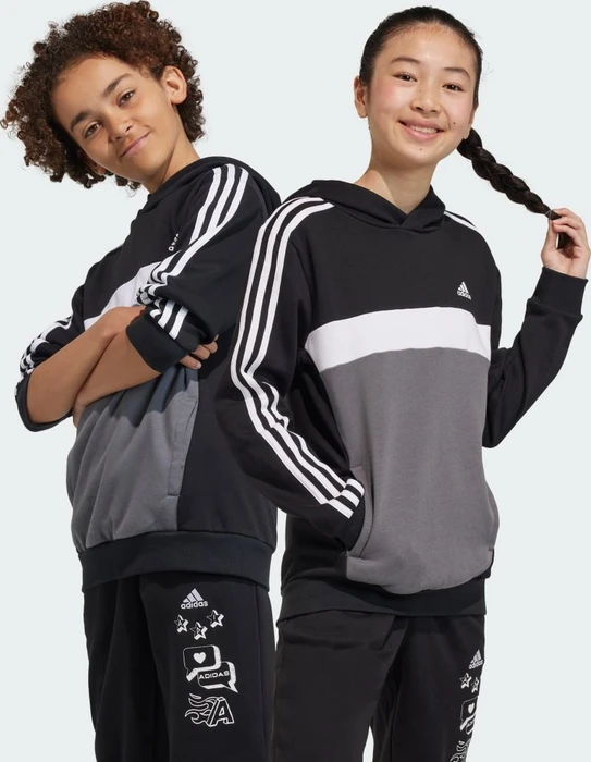 adidas Tiberio 3-Streifen Colorblock Hoodie black/white/grey five (Junior)