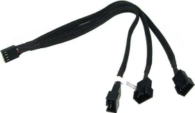 Phobya 4-Pin auf 3x 4-Pin Verteiler, sleeved, 30cm, schwarz