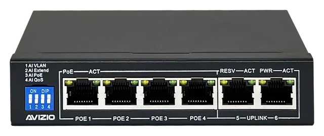 Avizio SU Desktop Switch, 6x RJ-45, 60W PoE+