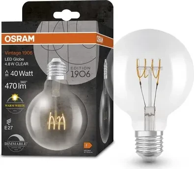Osram Ledvance Filament LED Vintage 1906 Globe 95 4.8W/818 E27 DIM