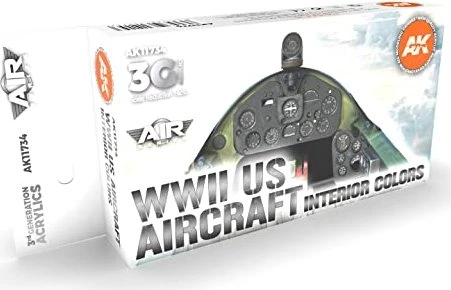 AK-Interactive 3rd Gen Acrylic Colors WWII US Aircraft Interior Colors Farbset, 6-tlg.