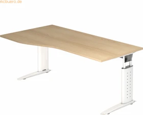Hammerbacher Ergonomic Plus U-Serie US18/E/W Schreibtisch 180x100cm Eiche/weiß