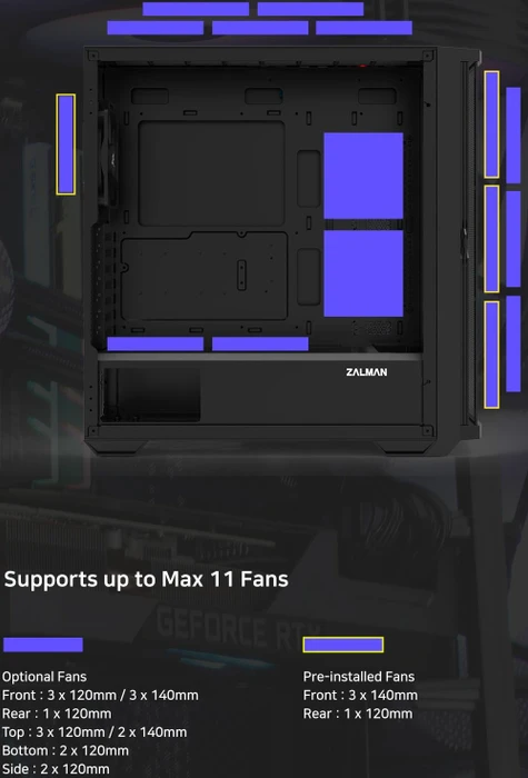 Zalman Z10, schwarz, Glasfenster
